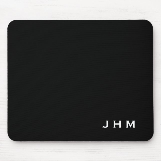 Berufliche Schwarz-Weiß-Monogramm-Initialen Mousepad (Vorne)