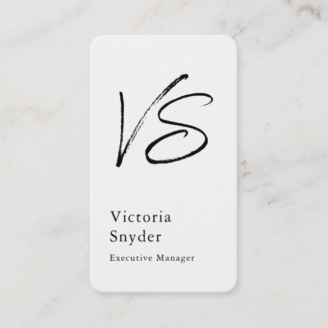 Berufliche Schwarz-Weiß-Monogramm Visitenkarte (Vorderseite)