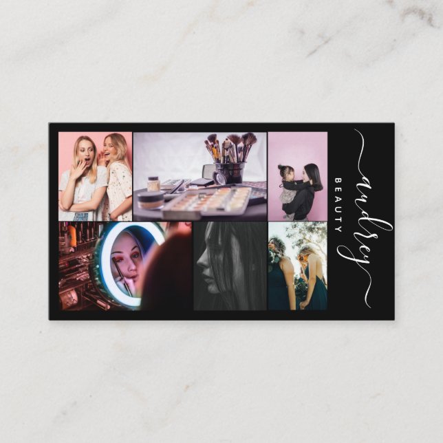 Berufliche Schwarz-Weiß-Signatur 6 Fotos Visitenkarte (Vorderseite)