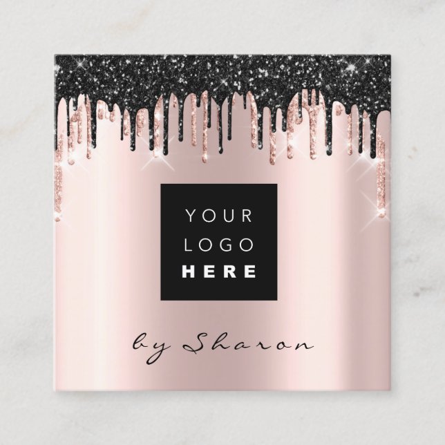 Berufliche Schwarze Tropfen 6 Punches CustomLogo-R Quadratische Visitenkarte (Vorderseite)