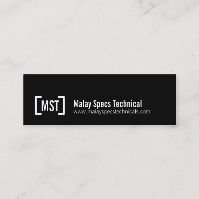 Berufliche schwarze u. weiße dünne Geschäftskarte Mini Visitenkarte (Vorderseite)