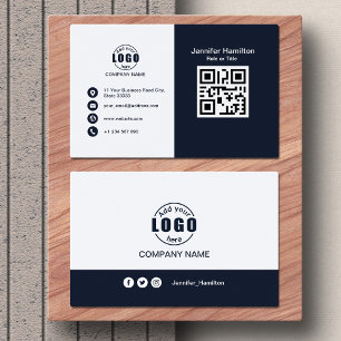 Berufliche Schwarzweiß-Zeichen hinzufügen QR-Code Visitenkarte