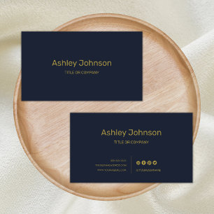 Berufliche Social Media Moderne Navy Blue Gold Visitenkarte
