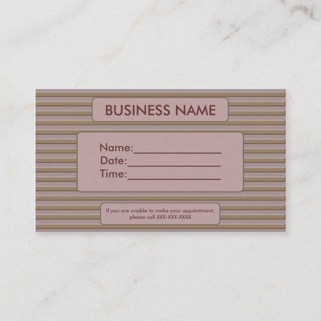 Berufliche Terminkarten mit brauner Streifen Terminkarte (Vorderseite)
