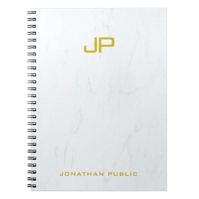 Berufliche trendy Gold Monogram Marmorvorlage Notizblock (Vorderseite)