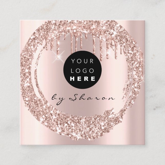 Berufliche Tropfen 6 Punches CustomLogo Rose Lash Quadratische Visitenkarte (Vorderseite)