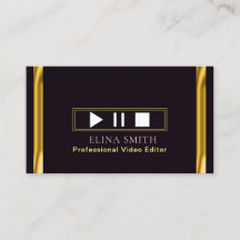 Berufliche Video Editor Black Gold Business Card