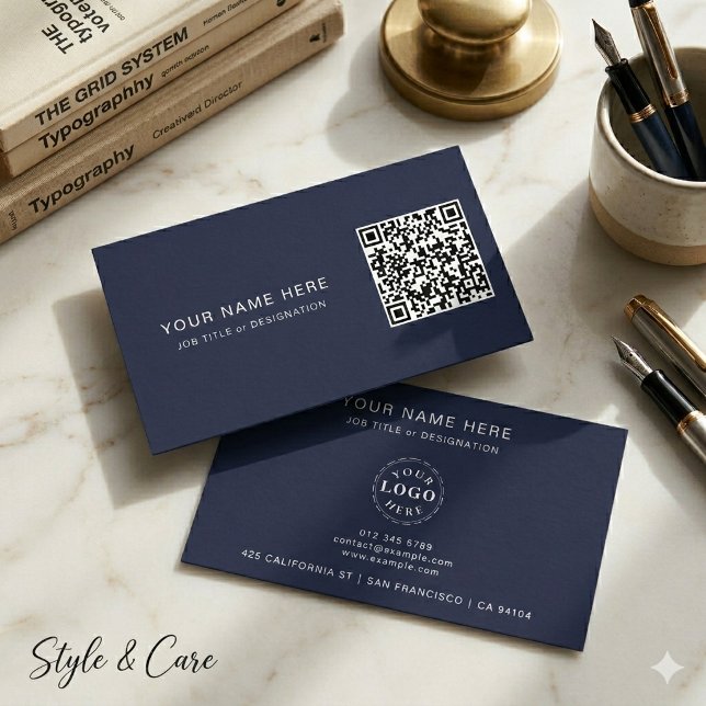 Berufliche Visitenkarte mit QR-Code und Logo (Professional Business Card with QR Code & Logo)