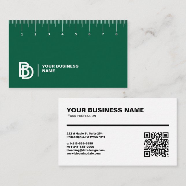 Berufliche Visitenkarte mit Ruler (cm) (Vorne/Hinten)