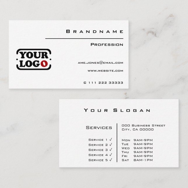 Berufliche Vorlage für klassische, weiße, benutzer Visitenkarte (Vorne/Hinten)