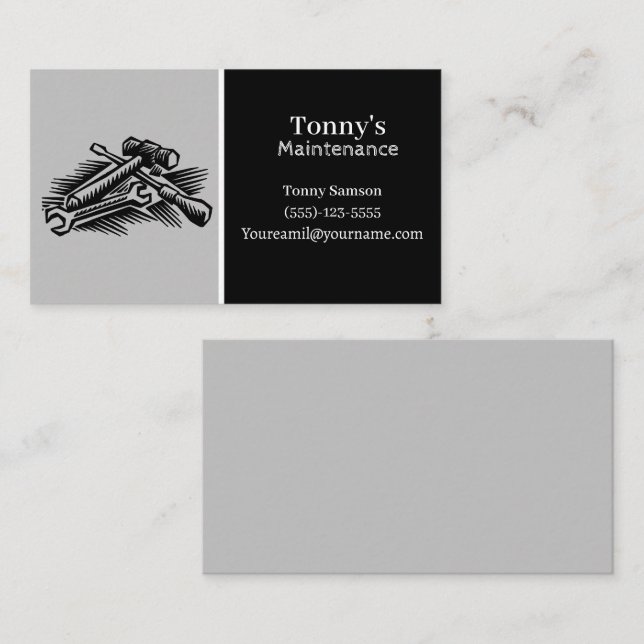 Berufliche Wartung und Zimmerservice mit Werkzeuge Visitenkarte (Vorne/Hinten)