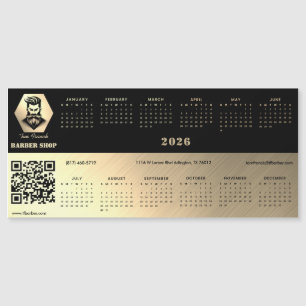 Beruflicher Barbershop Schwarz & Gold 2026 Kalende Magnetkarte