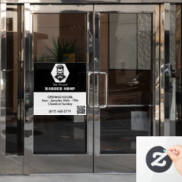 Beruflicher Barbershop Schwarz-Weiß-Öffnungszeiten Fensteraufkleber