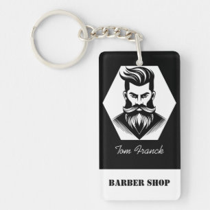 Beruflicher Barbershop Schwarzweiß Schlüsselanhänger