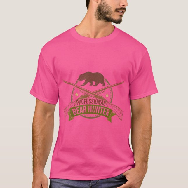 Beruflicher Bärenjäger überquerte Gewehre Jagd T-Shirt (Vorderseite)