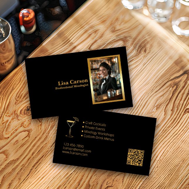 Beruflicher Barkeeper elegant gestaltet Visitenkarte (Von Creator hochgeladen)