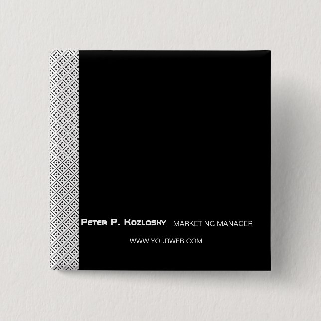 Beruflicher Beruf in trendy Black Pattern Button (Vorderseite)