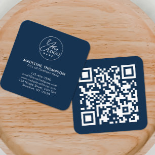 Beruflicher Blue Generic Company Logo QR-Code Quadratische Visitenkarte