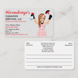 Beruflicher Cartoon Reinigung/Janitorial Visitenkarte