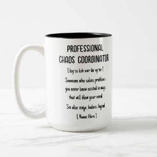 Beruflicher Chaos-Koordinator - Definition-Koordin Zweifarbige Tasse