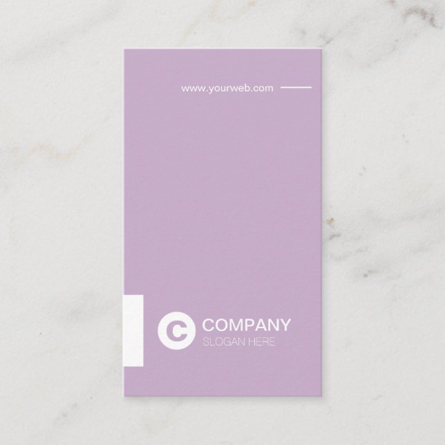 Beruflicher Chic-Lavendel-vertikale Visitenkarte (Vorderseite)