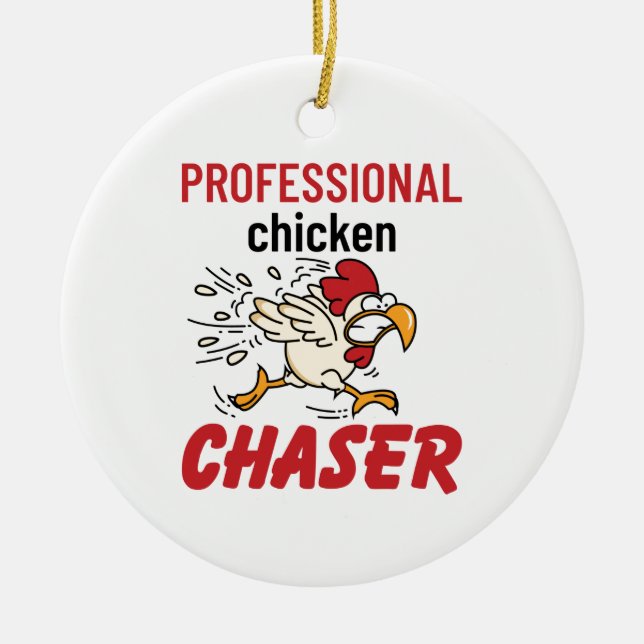 Beruflicher Chicken Chaser Hühner Bauer Keramik Ornament (Vorne)