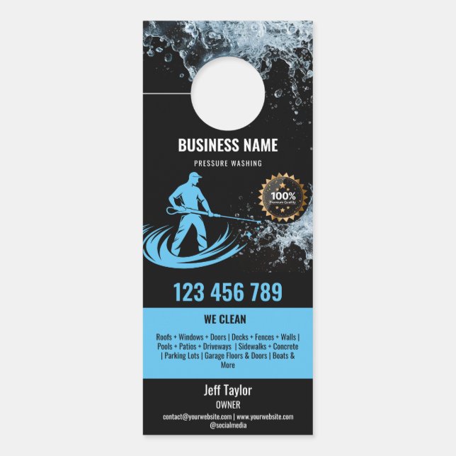 Beruflicher Druck Power waschen Waschtisch Dach Türanhänger (Vorderseite)