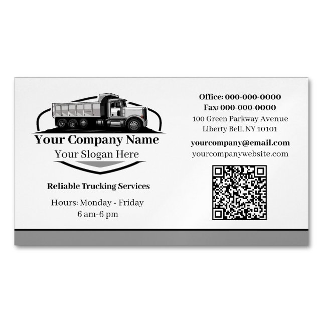 Beruflicher Dump Truck Hauling Company QR Code Magnetische Visitenkarte (Vorderseite)
