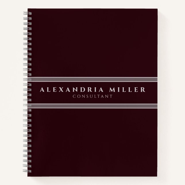 Beruflicher einfacher, moderner Burgund & Grau Str Notizbuch (Vorderseite)