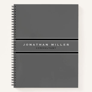 Beruflicher, einfacher, moderner Grau- und Schwarz Notizbuch