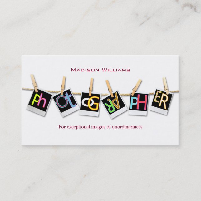 Beruflicher Einzigartiger unterschiedlicher Fotogr Visitenkarte (Vorderseite)