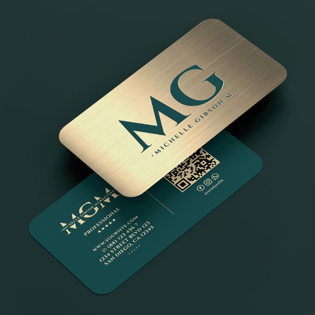 Beruflicher Eleganter Aquamariner Goldtherapeut Mo Visitenkarte (Professional Elegant Teal Gold Marketing Modern Business Card
)