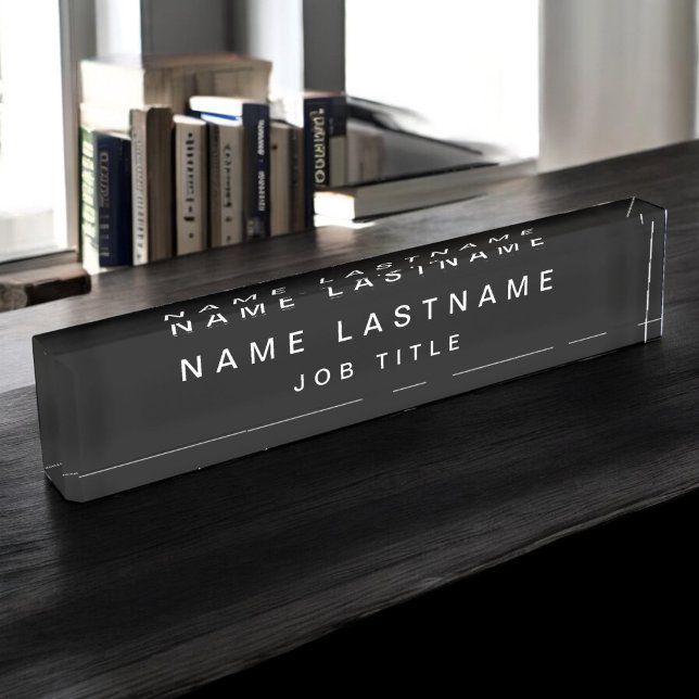 Beruflicher eleganter Schwarz-weißer Schreibtisch Namensplakette (Von Creator hochgeladen)