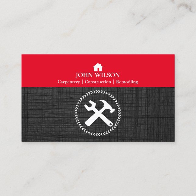 Beruflicher Erbauer-Tischler bearbeitet Visitenkarte (Vorderseite)
