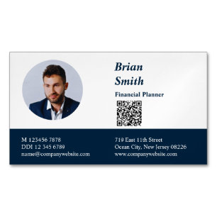 Beruflicher Finanzplaner QR Code Blue Magnetische Visitenkarte
