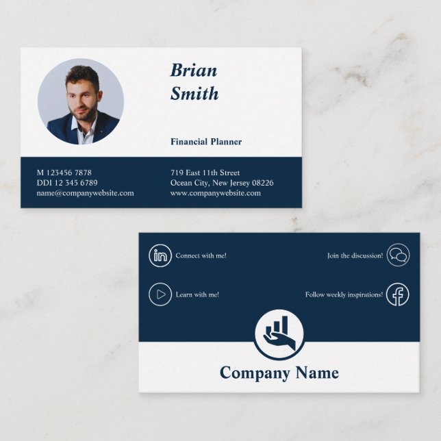 Beruflicher Finanzplaner - "White-Blue-Business" Treuekarte (Vorne/Hinten)