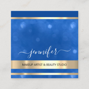 Beruflicher Friseur Gold Blue Quadratische Visitenkarte