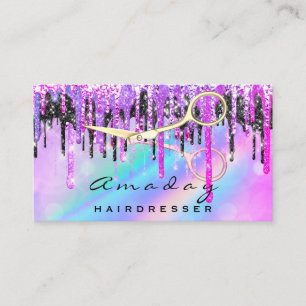 Beruflicher Friseur Goldene Schere Rosa Visitenkarte