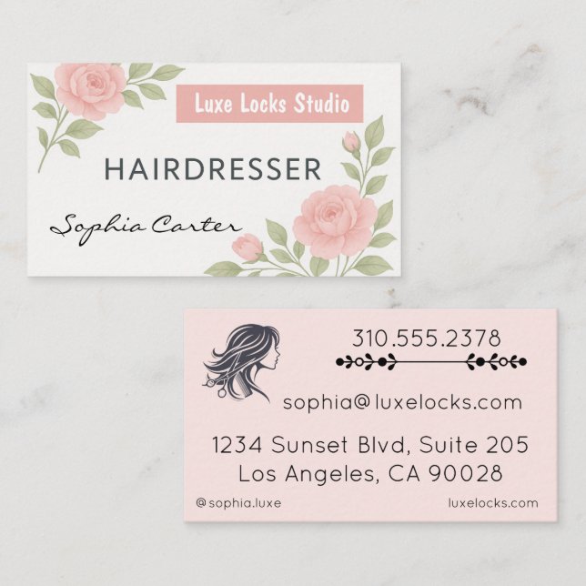 Beruflicher Friseur Horizontal Doppelseitig Visitenkarte (Vorne/Hinten)