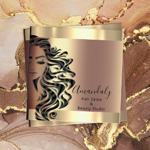 Beruflicher Friseur Makeup Lash Rose Square Quadratische Visitenkarte
