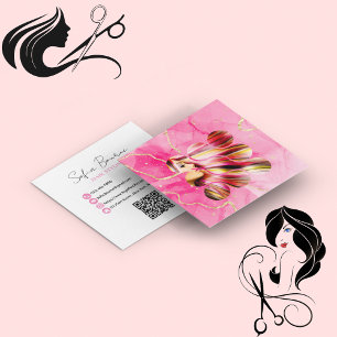 Beruflicher Friseur Moderner QR-Code Rosa Quadratische Visitenkarte