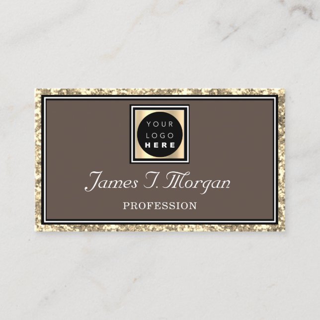 Beruflicher Gold Glitzer Frame Logo-Skinnenkaffee Visitenkarte (Vorderseite)