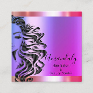 Beruflicher Haarsalon Makeup Lash Lila rosa Quadratische Visitenkarte