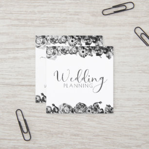Beruflicher Hochzeitsplaner Elegant Schwarz & Weiß Quadratische Visitenkarte