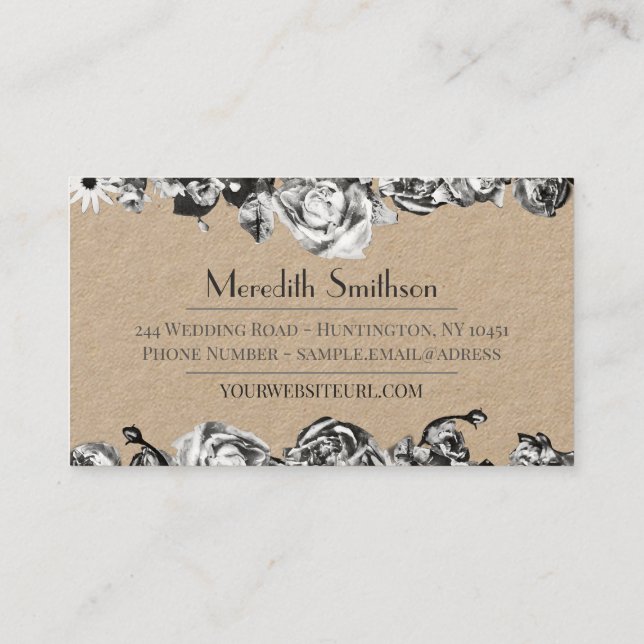 Beruflicher Hochzeitsplaner Elegant Schwarz & Weiß Visitenkarte (Rückseite)