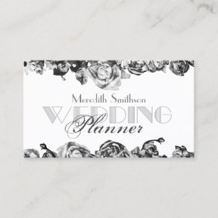 Beruflicher Hochzeitsplaner Elegant Schwarz & Weiß Visitenkarte