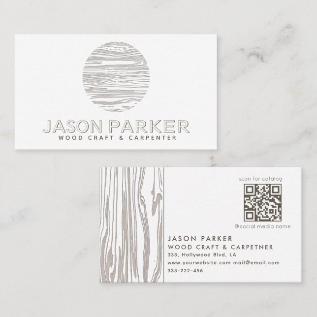 Beruflicher Holzschnitzel Qr-Code Visitenkarte (Vorne/Hinten)