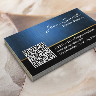Beruflicher Innendesigner Royal Blue QR Visitenkarte