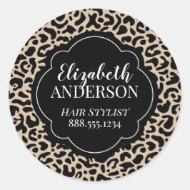 Beruflicher Leopard Print Hair Stylist Runder Aufkleber