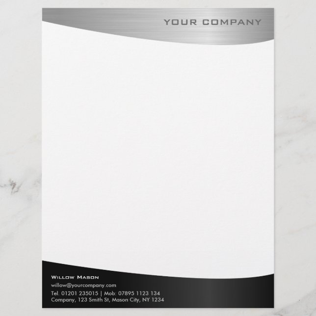 Beruflicher Letterhead aus schwarzem Edelstahl Briefbogen (Vorderseite)